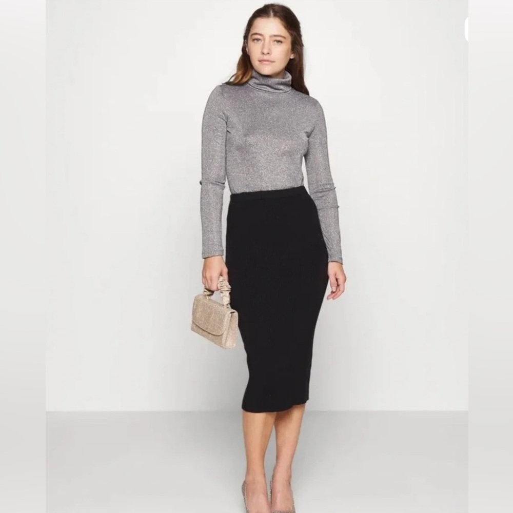 GAP Metallic Gray Knit Turtleneck Long Sleeve Top Size Medium